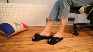 [Free Shipping] Summer Korean-Style Sweet Bowknot Slip-On Sandals For Women Featuring A Wedge Heel Non-Slip Sole And Soft Insole Perfect For Casual Wear