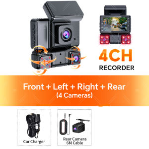 Ekleva 4 kênh 2k + 1K + 1K + 1K DVR cho xe hơi Camera hành trình 3 inchs Wifi Camera ô tô 360 Dash Cam phía trước và phía sau bên trong Trái phải hồng ngoại DVR 4 ống kính đầu ghi video