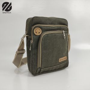 Baepack Tas Selempang Kanvas Cowok Dengan Lubang Headset Argo Khaki / Tas Bahu Pria / Tas Canvas Terbaik Produsen Bandung
