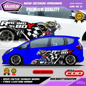 UN 15 - STIKER DECAL MOBIL ORANG BALAP JAZZ BRIO SIGRA AGYA YARIS XENIA MOBILIO GRATIS CUSTOM NAMA