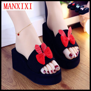 Thương Hiệu MANXIXI Xăng Đan Đế Xuồng 2.36 Inch Đẹp Thời Trang Dép Cao Su Có Nơ Chắc Chắn Dễ Thương Dành Cho Nữ (Cỡ 34-39)