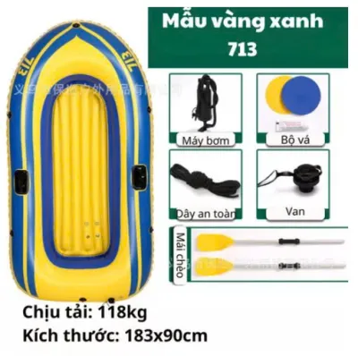 Thuyền Bơm Hơi 2 Người Siêu Dày Dặn Tải 150kg kèm Mái Chèo Xuồng Hơi Câu Cá Dã Ngoại Chèo Thuyền Trên Sông