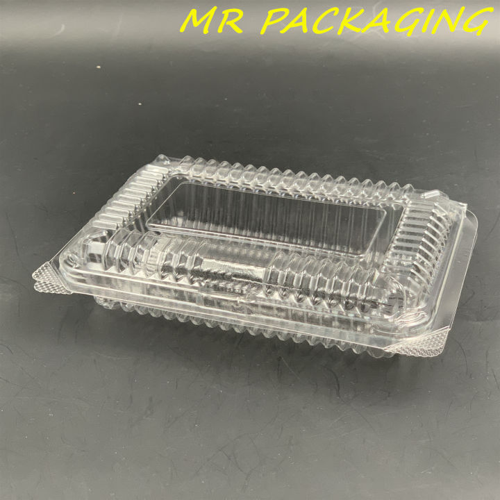OPS - L02H - BENXON Plastic Tray with Lock [ 50pcs± ] Bakery Disposable Plastic Clear Food Box - Bekas Makanan - L 02 H " OP2H with lock "