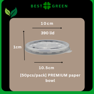 (50 PCS) - Disposable White Paper Bowl With Inner Lid | Lid 390 520 850 1000
