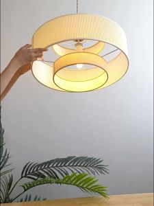 Japanese Wabi-sabi Style Fabric Pendant Light Retro Dining Light Minimalist Kitchen Bar Counter Chandelier Ceiling Lights Bedroom/Lliving Room Chandelier Creative Cafe Decorative Hanging LightFast shipping