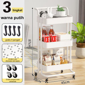 Rak Troli Susun Rak Putih Rak Dapur Stainless Rak Salon Rak  Penyimpanan Roda