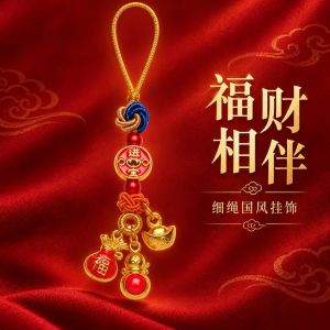 已开光 招财钥匙扣 手机链 礼物 Fortune-Taking Keychain Mobile Phone Chain Gift 福财相伴钥匙扣手机链同心结福袋元宝葫芦寓意财源兴旺平安小挂饰