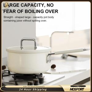 【HOSPORT】White Ceramic Nonstick Saucepan with Lid Baby Food Cooking Pot for Restaurant Household Cooking