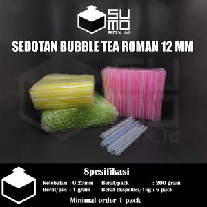 Sedotan Bubble tea Boba ROMAN 6mm8mm12mm isi 200gram / sedotan minuman ice juice jus tebal