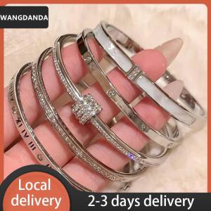 [COD] WANGDANDA Ship within 24 hours Light Luxury High-End Micro-Inlaid Full Bracelet Female Fashion Simple Titanium Steel Non-Fade Bracelet All-Match