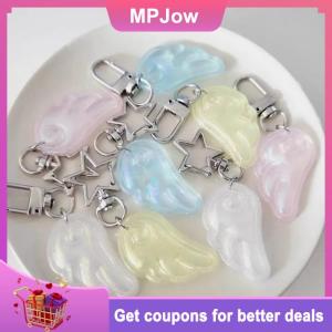 【MPJow】 1 Piece Women Backpack Decoration Korean Ins Angel Wing Keychain Y2K Japanese Magical Girl Star Keychain Bag Charms Car Keyring
