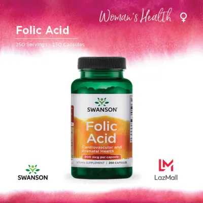 Swanson Folic Acid 800 MCG 250 Caps Heart and Prenatal Health