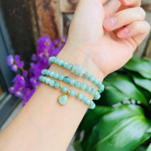 vòng tay nữ dáng chuỗi ngọc cẩm thạch xanh táo mix đồng điếu ngọc và charm hồ ly tì hưu ngọc cẩm thạch bọc vàng tây vòng tay đá phong thủy trang sức thiết kế đủ hóa đơn thẻ bảo hành