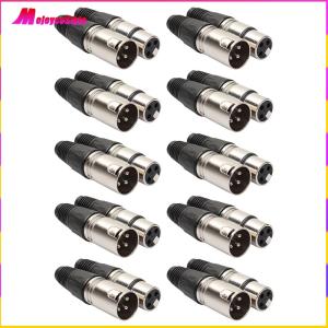 【NEW】 20pcs 3 Pin Microphone Audio Cable Plug Socket Panel Mount Chassis 10 Male 10 Female Cannon XLR Connector Zinc Alloy MIC Adapter for Power Amplifier