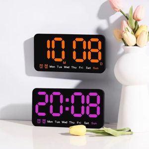 UMBRAULI 12/24H Format Electronic Wall Clock Dual Alarms Temperature/Date Display Wall-mounted Clock Decorative Hanging/Free Standing Table Alarm Clock Home Use