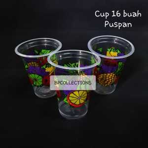 1 DUS 2000 pcs GELAS PLASTIK 14OZ 16OZ BUAH SABLON PUSPAN CUP 14 16OZ TEBAL MOTIF JUS DAN TUTUP LID JUICE BENING OZ BUBBLE PUSPAN ES GROSIR