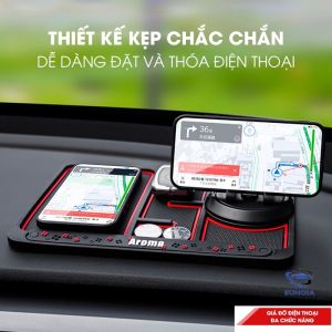 Thảm Đỡ Điện Thoại EUNOIA Chống Trượt Để Taplo Ô Tô - Giá Đỡ Điện Thoại Trên Ô Tô Chất Liệu PVC Chống Trượt Tiện Lợi Xoay 360 độ Có Bảng Số Điện Thoại