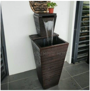 S4 Large Brown Feng Shui Water Fountain Square Pond Kolam Air Sandstone Garden Water Feature 风水流水喷泉瀑布池 Waterfall