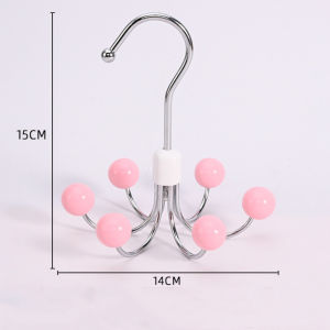 JIYAN2866 Wooden Ball 6 Claw Hooks Space Saving Multifunctional Clothing Organizers Hook Portable 360° Rotatable Wardrobe Hooks