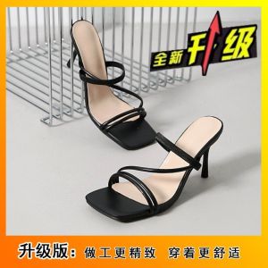 [Free Shipping] 2026 New Silent Travel High-End Quick-Drying Black Stiletto Sandals Stylish And Lightweight High Heels Slip-On Style
