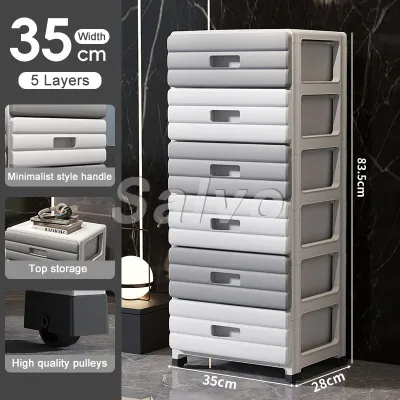 SALVO Drawer Multifunctional Cabinet Plastic Space-saving Bedside Storage Organizer Cabinet Durabox With Wheel