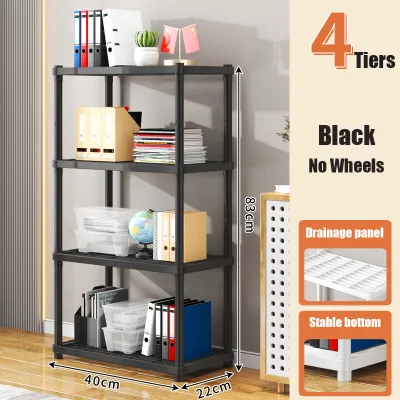 3/4 Tier Storage Rack with Wheels Trolley Rak Shelf for Kitchen Bathroom Office Home Book Multi-layer Rak Troli