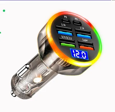 3.1A 4 USB PD Car Charger with LED Lamp Fast Charging Type C Car USB Charger for Mobile Phone