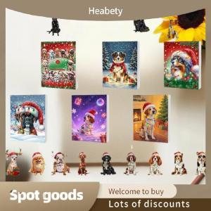 Heabety Fashion 2D Acrylic Puppy Pendant Christmas Ornaments Advent Calendar 24-Day Countdown Calendar Dog Charm For Christmas Tree Decoration