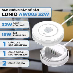 Sạc không dây siêu nhanh cao cấp AW003 công suất 32W sạc không dây để bàn đa năng 32W 1 cổng USB sạc nhanh 18W 1 cổng type C 20W 2 cổng USB 12W