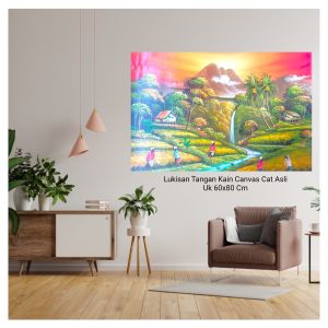 Lukisan Asli Tangan Kain Canvas Cat Aesthetic Cantik Rustic Mewah Uk 60*80 Cm Dekorasi Walldecor Kado Ulang Tahun Hampers Gift Hiasan Dinding