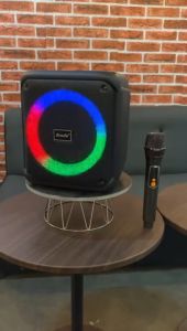 BTS-1935 6.5Inch 30W Portable Bluetooth Karaoke Speaker na may Circular RGB Ring Light & UHF Wireless Mic Suporta USB TF para sa Home Mini Karaoke at Indoor Party