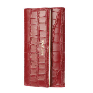 BANYANU Dompet Wanita Fashion Long Wallet Women Card Holder Trifold Purse Original Cow Genuine Leather Wallet for Women Black Color Gifts