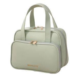 PTK52 ความจุขนาดใหญ่ กระเป๋าเก็บเครื่องสำอาง ไม่ซึมน้ำ หลายฟังก์ชัน กระเป๋าแต่งหน้าสำหรับเดินทาง ลำลอง พร้อมที่จับ ที่เก็บของจิปาถะ กลางแจ้ง