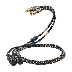 Audiophile 1.64ft Dual RCA Male to Dual XLR Female - HiFi Audio Cable4N OFC CoreGold-Plated PlugNylon BraidSuoofer CableCompatible with AmplifiersMixersMicrophones(1.64ft/0.5m)