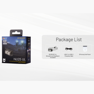 NITECORE NU25 MCT UL USB-C rechargeable Headlamp 400Lumens Built-in 700mAh Battery Spotlight +Floodlight