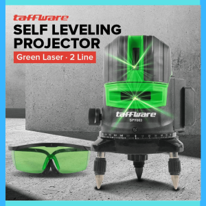 COD Taffware Self Leveling Projector Green Laser 2 Line SPY003 / alat untuk laser pemasang tegel 16 garis presisi meratakan merapikan pemasangan tegel gegung rumah / laser level pengukur kemiringan keramik tegel dengan remot kontrol otomatis lengkap