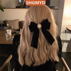 [COD] SHGMYD SPORTS ปิ่นปักผมรูปโบว์กำมะหยี่สีดำใหม่กิ๊บหนีบผมทรงดอกกุหลาบทำจากผ้าผสมสุดหรูสำหรับผู้หญิงกิ๊บติดผมหางม้าแฟชั่นเครื่องประดับผม