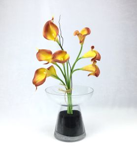 OrientalFineArt แจกันดอกไม้ประดิษฐ์สไตล์โมเดิร์น ดอกคาล่าลิลลี่พร้อมแจกันแก้ว