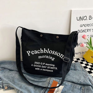 CB Evelyn Canvas Shoulder Bag Korean Fashion Simple Messenger Bag Large Capacity Shoulder/Crossbody Bag College Student Commuting Bag Tote Bag
