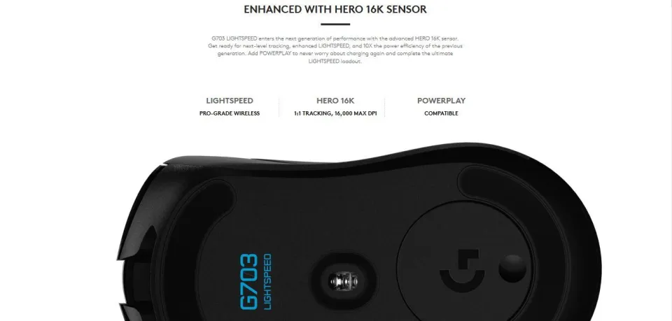 Logitech G703 LIGHTSPEED Wireless Gaming Mouse with HERO 16K Sensor