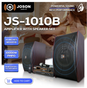 JOSON 1010 Speaker SetProfessional Karaoke Aodio Systen 10 INCH Bluetooth USB FM Amplifier Audio Set  (1 Paired 10 Inches Speaker 1 Amplifier and Microphone)