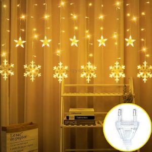 Abenkle 3.5M 138 Leds Elk Snowflake Star Curtain String Lights Polaris Lights with 8 Modes for Indoor Outdoor Home Garden Christmas Halloween Wedding Party Curtain Decoration