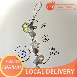 🚚Local Delivery🔥 Cute Phone Charm Strap Summer Ocean Style Seashell Jelly Fish Pendant Key Strap Lanyard Girl Woman Bag Keychain Keycord