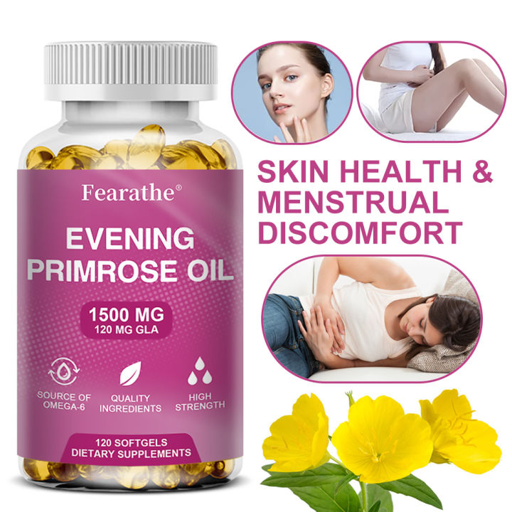 Evening Primrose Oil Capsules (1500 mg), Helps Support Female Hormone Balance, Skin Health