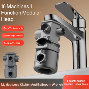 Multifunctional Faucet Spanner Leakage Specific Repair Tools Tap Wrench Water Heater Plumbing Installation Wrench 16-In-1 Wrench Tool Set Kitchen And Bathroom Repair Wrench