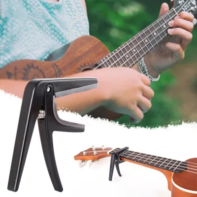 Professional Single-handed Quick Change Ukelele Capo Plastic Steel Black
