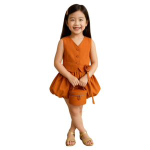 DUTITHNew Hot Trend Best Seller Vneck Chaleco Vest and Bubble Skort/Skirt Terno Set for Girl Kids - ages from 4 to 16 ages - classy and elegant - timeless classic - timeless piece - casual office or party - classic piece - super kapal ng tela - hindi