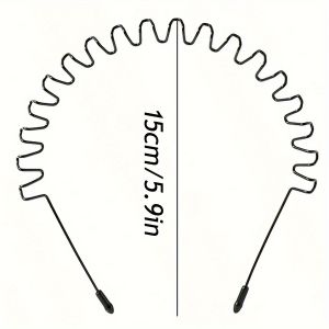 Black Wavy Metal Headband - Durable Non-Slip Elastic Hair Band for Sports & Outdoor Activities - Stylish Accessory for Men & Women