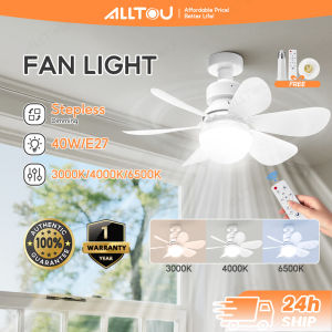 ALLTOU Ceiling Fan Light 3CCT 40W E27 Remote Control Dimmable Adjustable 3 Colors 3 Wind Speed Kipas 风扇灯
