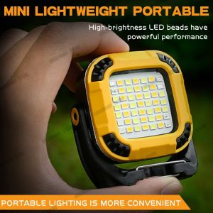 Upgraded Multifunctional COB LED Work Light – Type C Rechargeable Long Lasting Strong Bright Light Magnetic Base & Hook Design Rotating Bracket 4 Lighting Modes Portable Handheld Waterproof for Outdoor Camping Car Repair Household Emergency